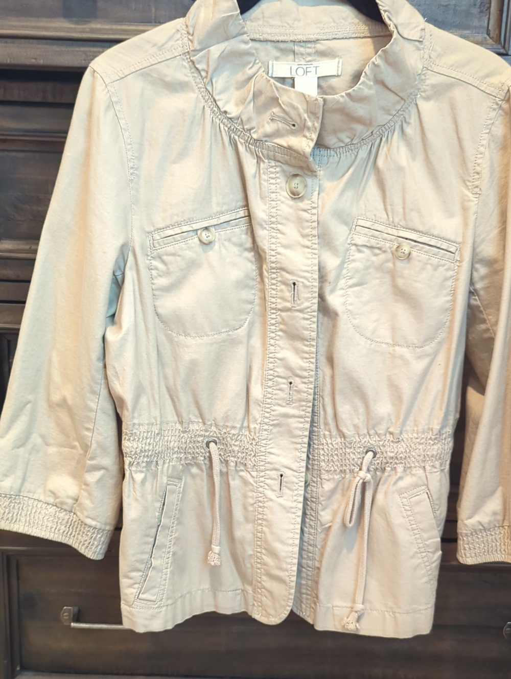 LOFT Cotton Utility Jacket in Beige Size Medium